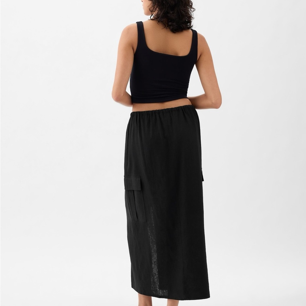 BNWT GAP LINEN BLEND CARGO SKIRT BLACK SMALL - Picture 2 of 6